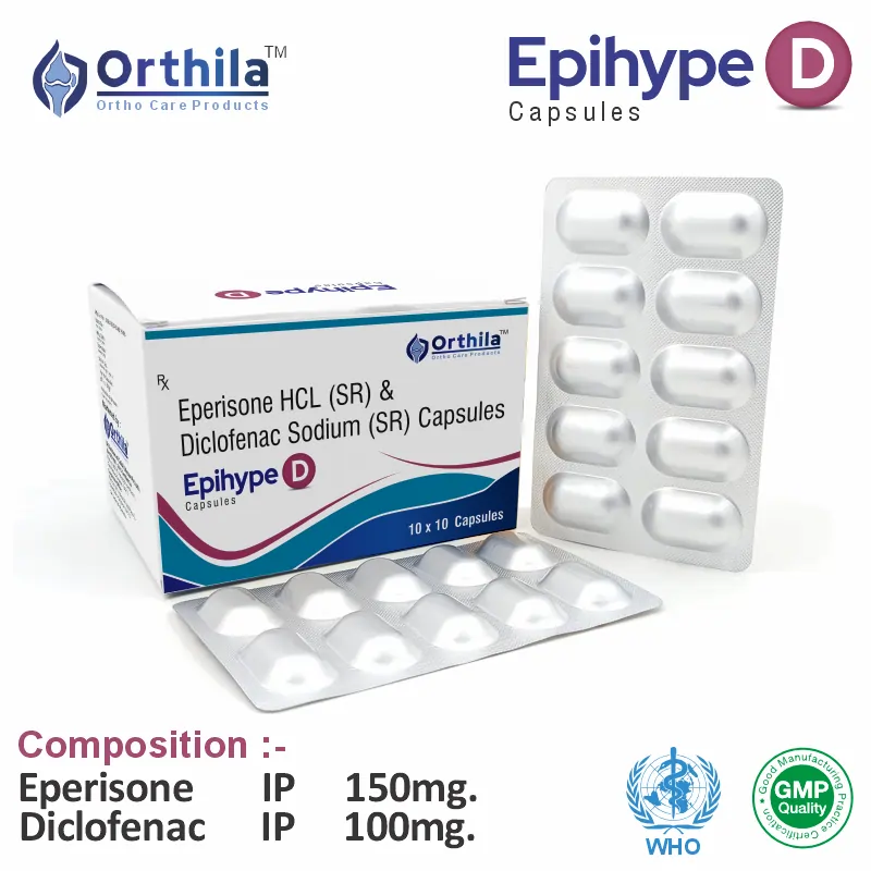 Eperisone 150 mg + Diclofenac 100 mg Capsule PCD Pharma Franchise